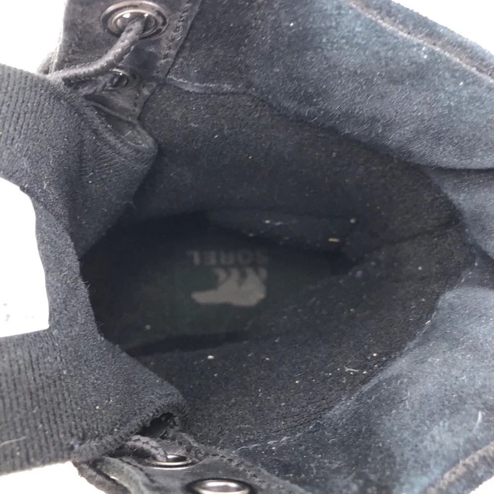 Sorel Cheyanne Lace Black Leather Winter Boots 8
